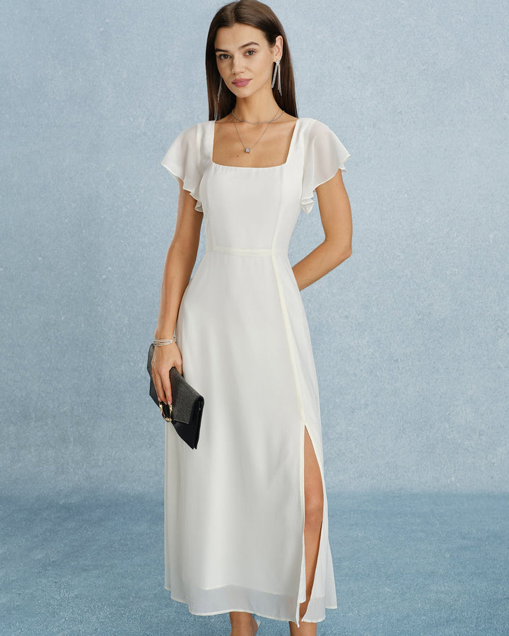 Liliana - Vestido Longo com Decote Quadrado
