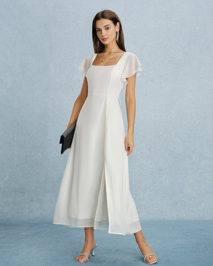 Liliana - Vestido Longo com Decote Quadrado
