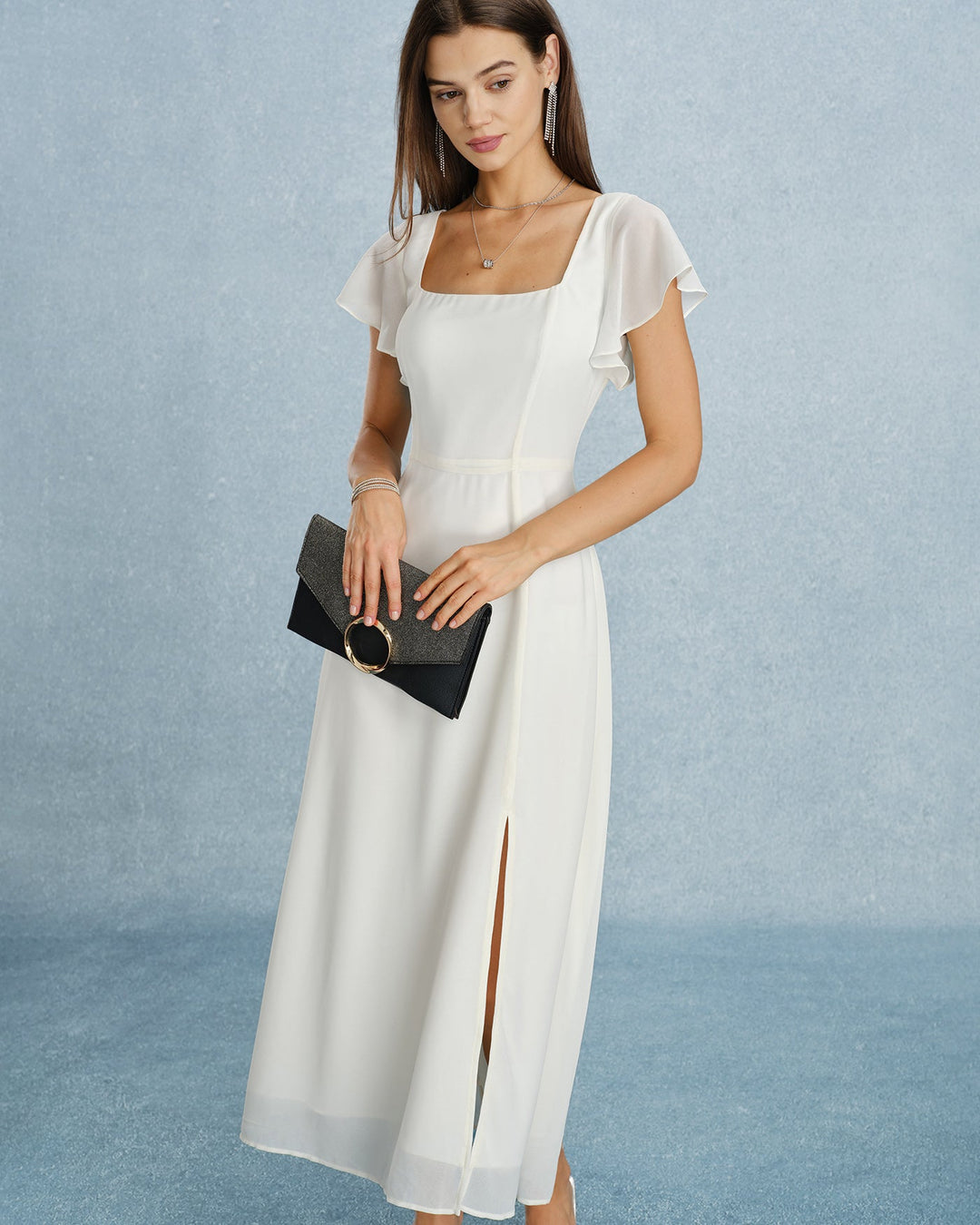 Liliana - Vestido Longo com Decote Quadrado